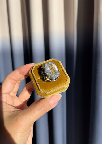 Deco 43 Carat Natural Crystal Quartz & Garnet Cocktail Ring