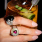Pomegranate Mint Rubellite Fei Cui Cocktail Ring