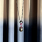 Peacock Tahitian Black Pearl & Ruby Pendant Necklace