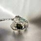 Natural 7.5Ct Green Tourmaline with Tsavorite and Diamond Dolphins Pendant Brooch in 18K White Gold