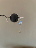 Blue Moonstone Flower Charm Small Frame Vintage Round Sunglasses