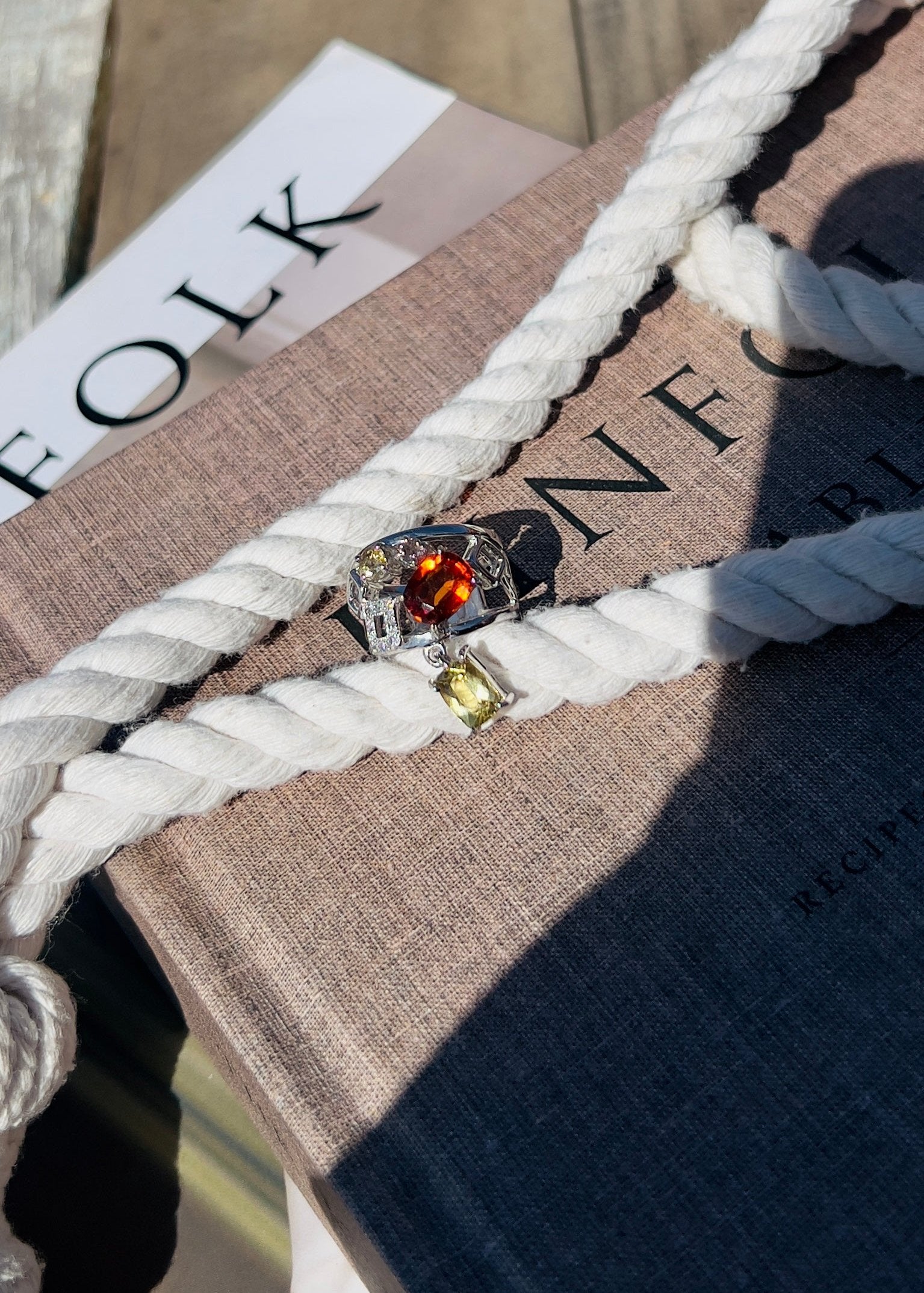 Mandarin Garnet Ring with Golden Beryl & Color Change Garnet