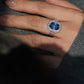 Natural Blue Sapphire and Diamonds 18k Solid White Gold Ring | Size 7 Sapphire Ring