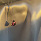 Ladybird Ladybug 18k White Gold Ruby Sapphire Pendant Necklace