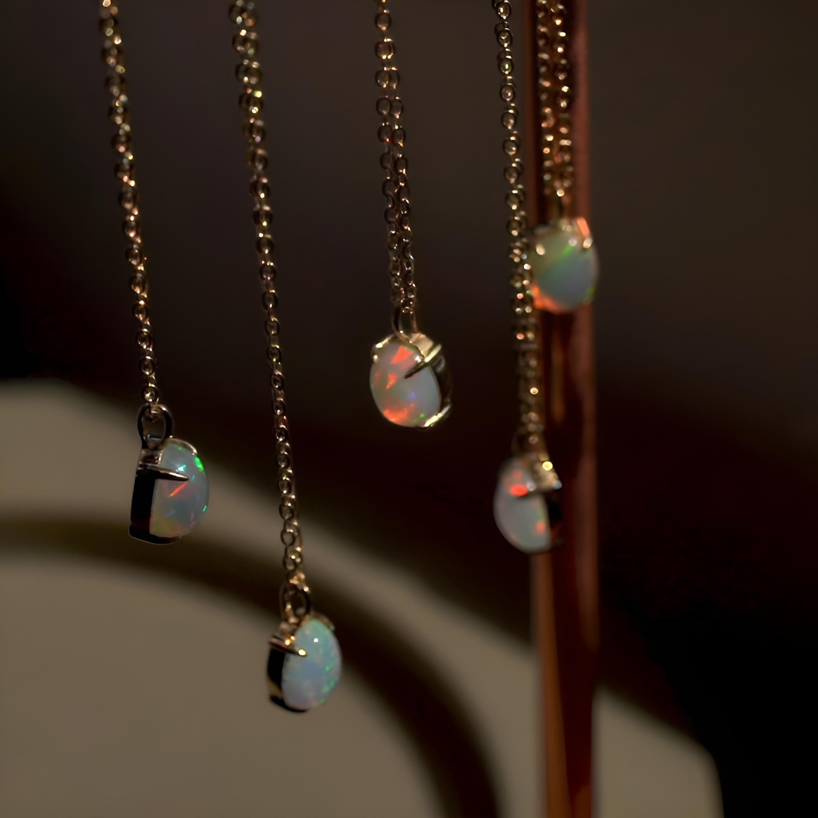 Natural Opal Solid 9K Gold Necklace