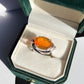 Sunset Garibaldi Fire Opal with Sapphire Cocktail Ring