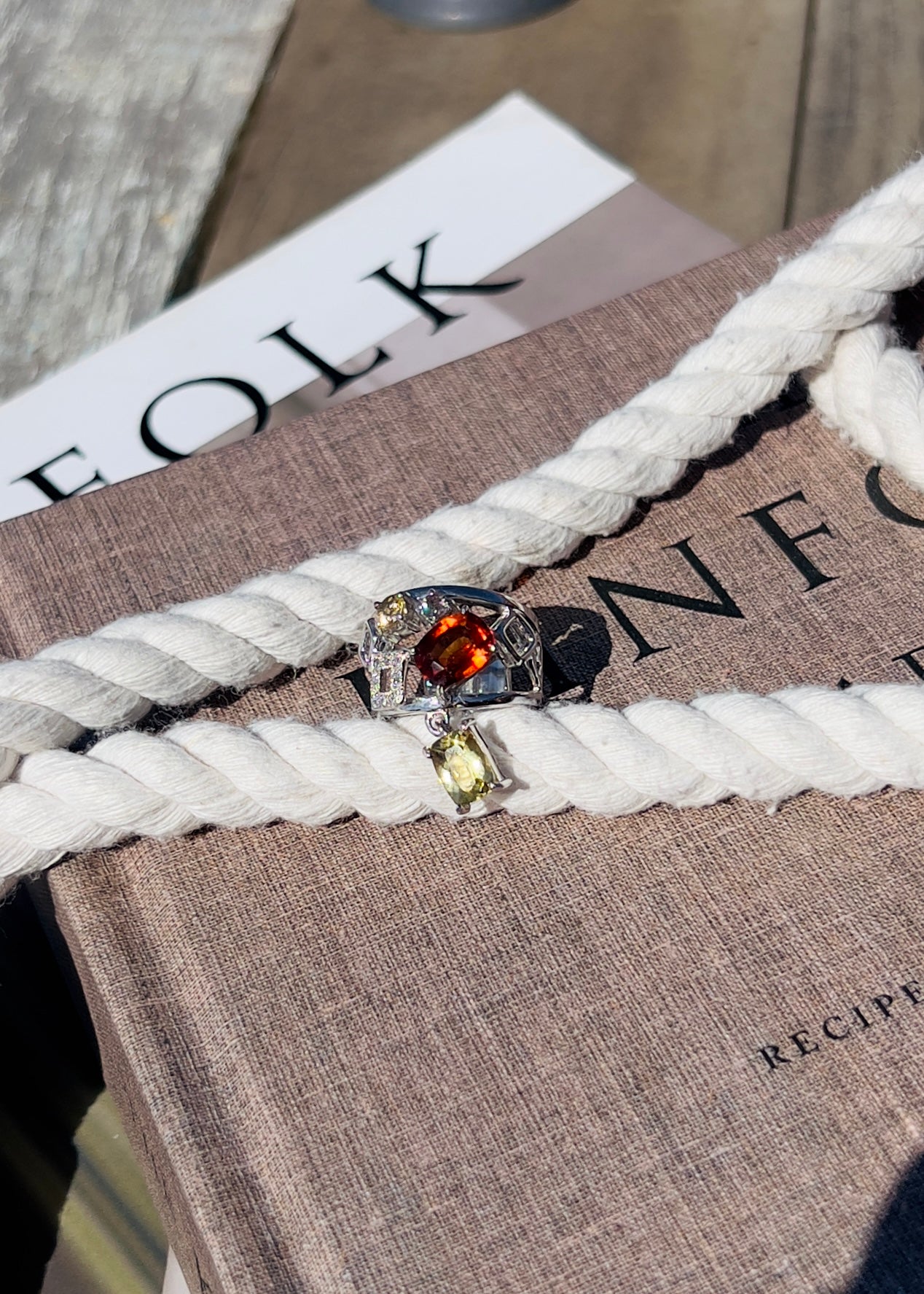 Mandarin Garnet Ring with Golden Beryl & Color Change Garnet