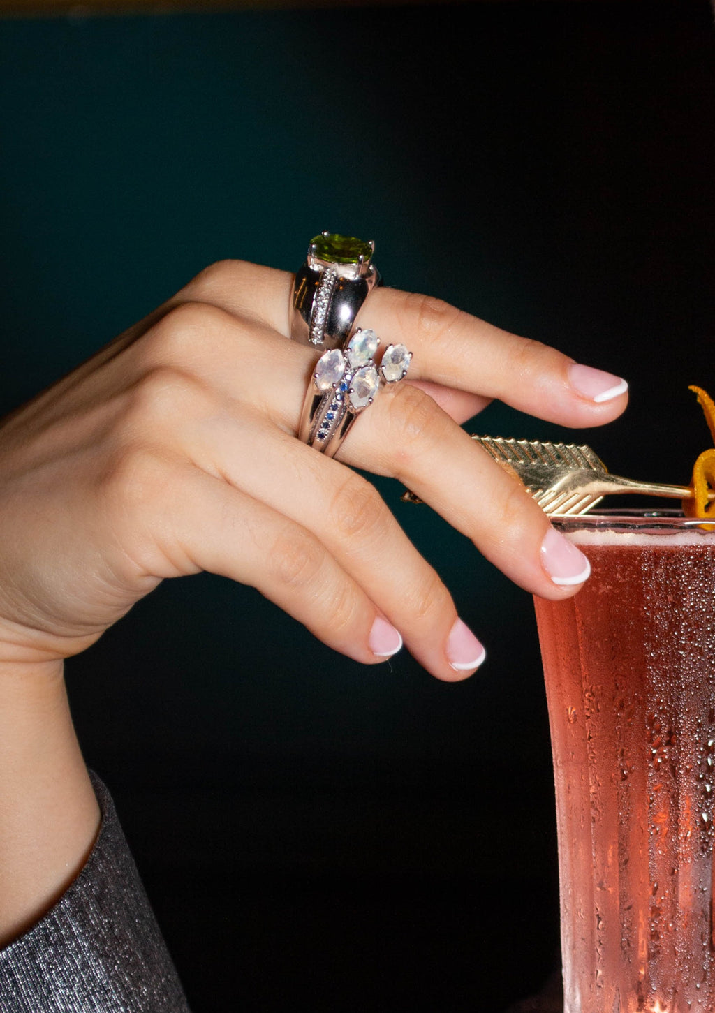 Navette Moonstone & Sapphire Cocktail Ring