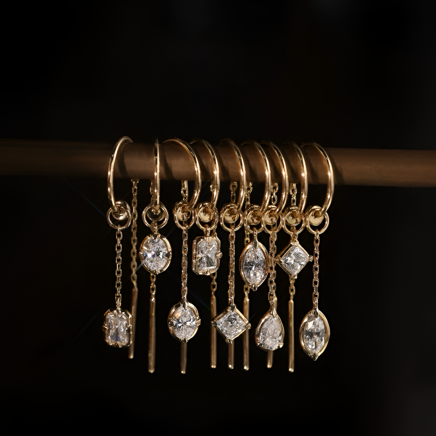 18K Solid Gold Diamond Threader Earrings
