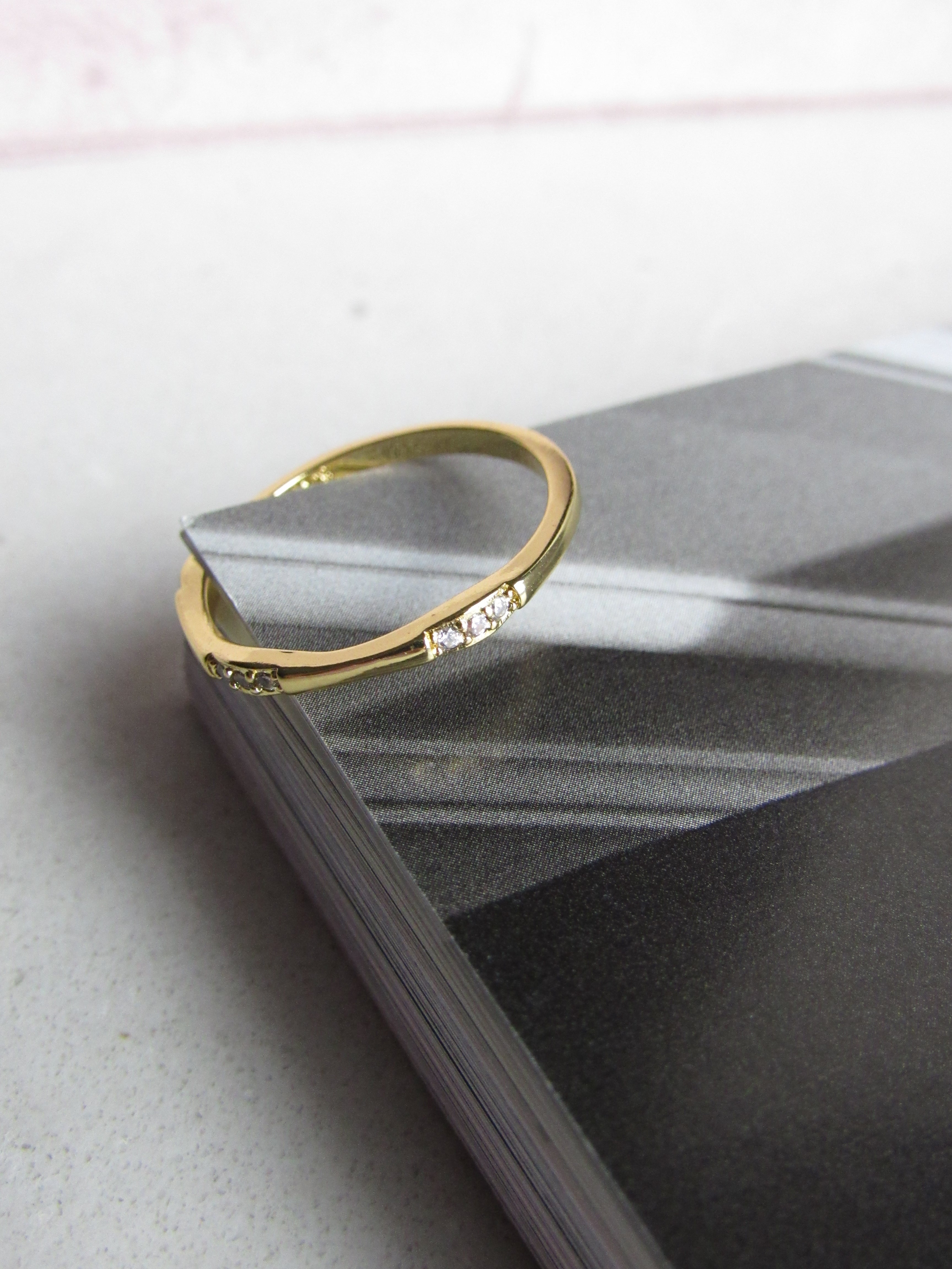 Dainty Sparkle Gold Stacking Ring
