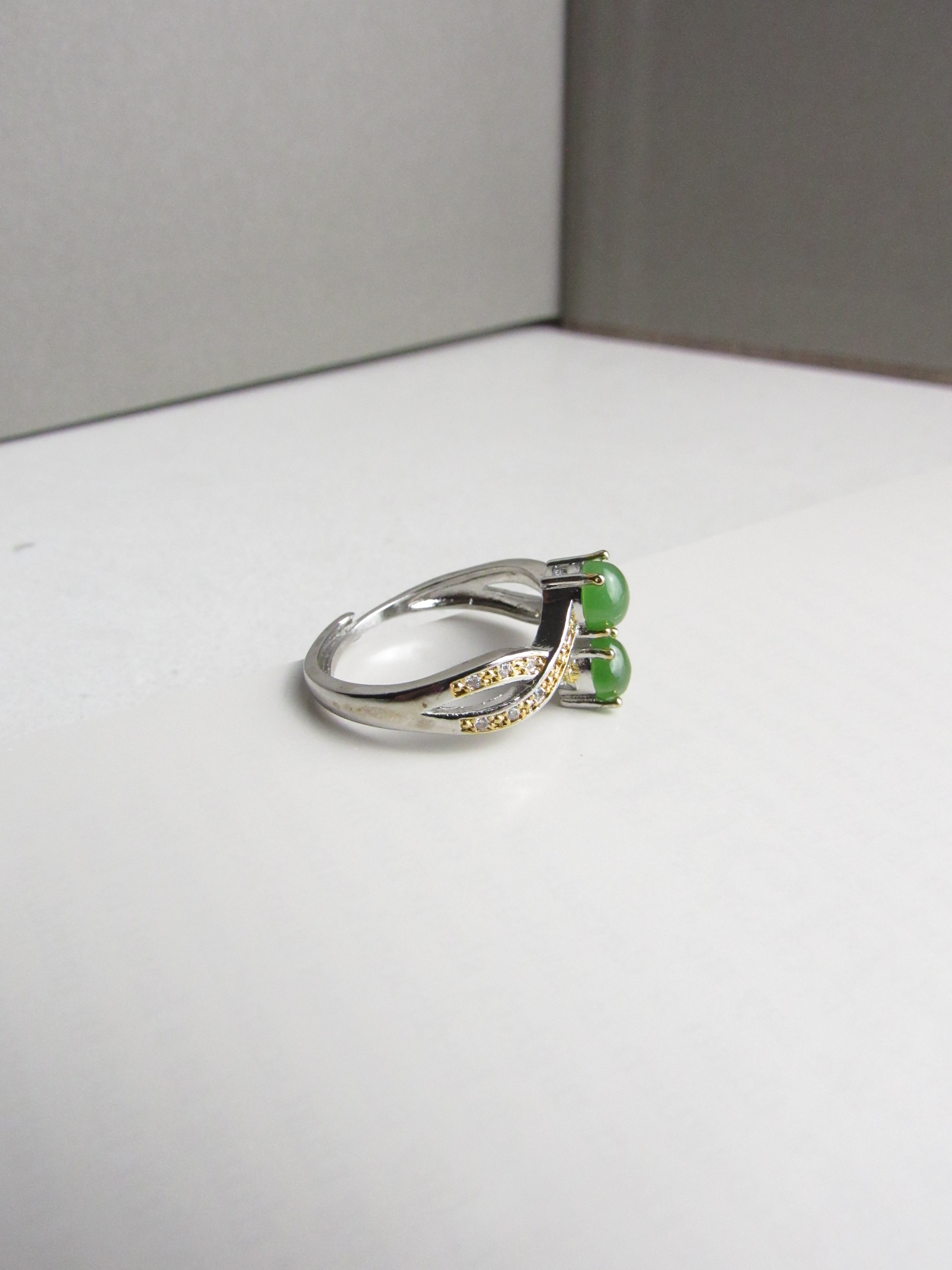 Twins Lucky Jade Silver Ring