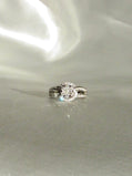 18K White Gold Natural Baguette & Round Diamond Flower Cluster Ring