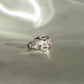 18K White Gold Natural Baguette & Round Diamond Rococo Crossover Ring