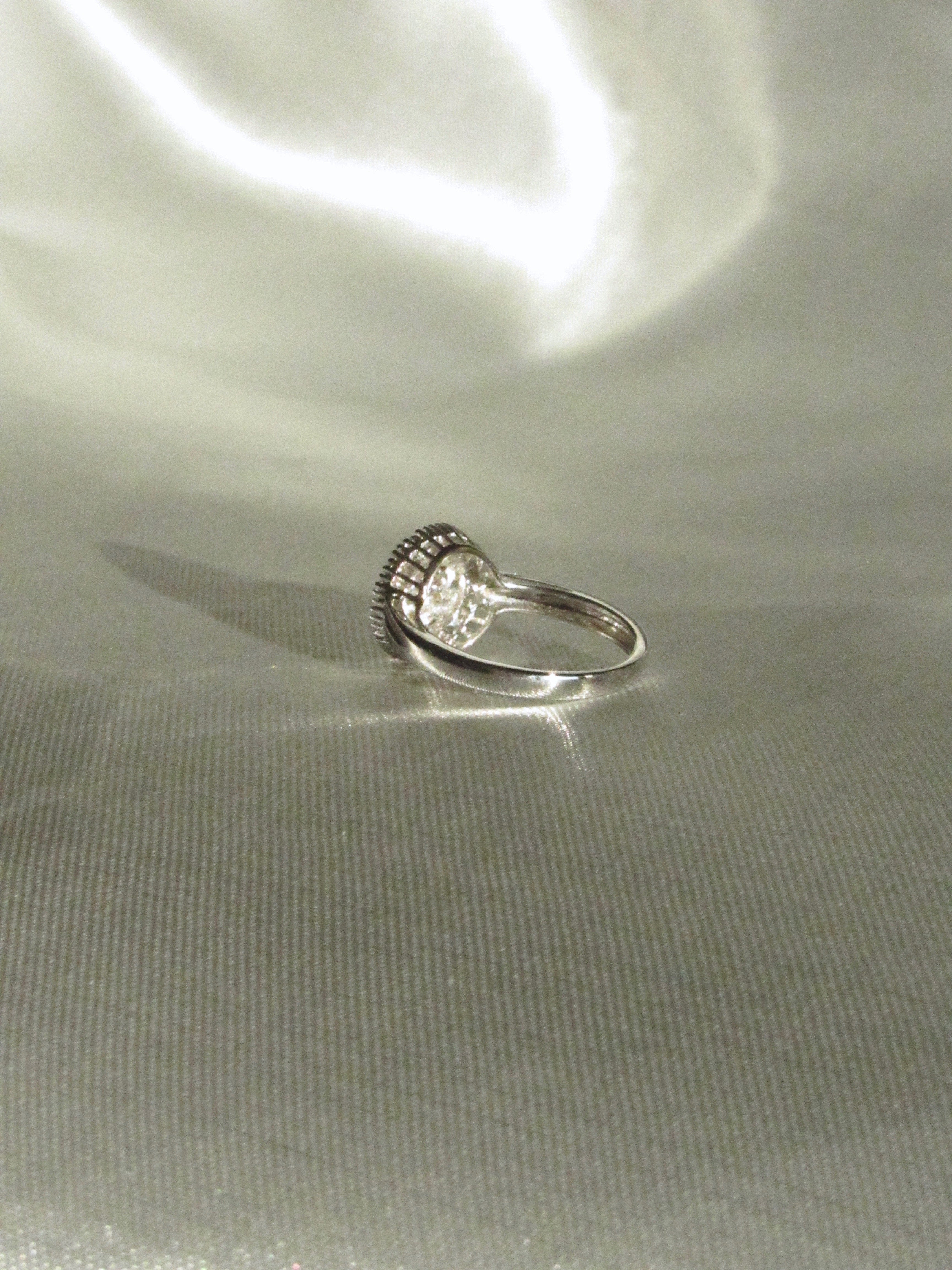 18K White Gold Natural Baguette & Round Diamond Dandelion Ring