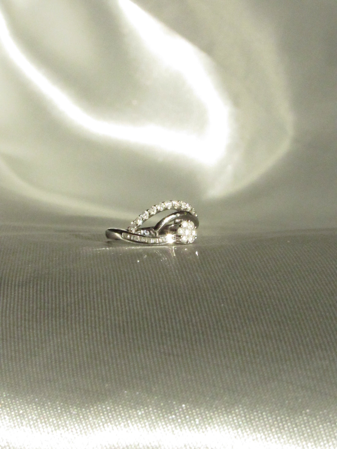 18K White Gold Natural Baguette & Round Diamond Horus Ring