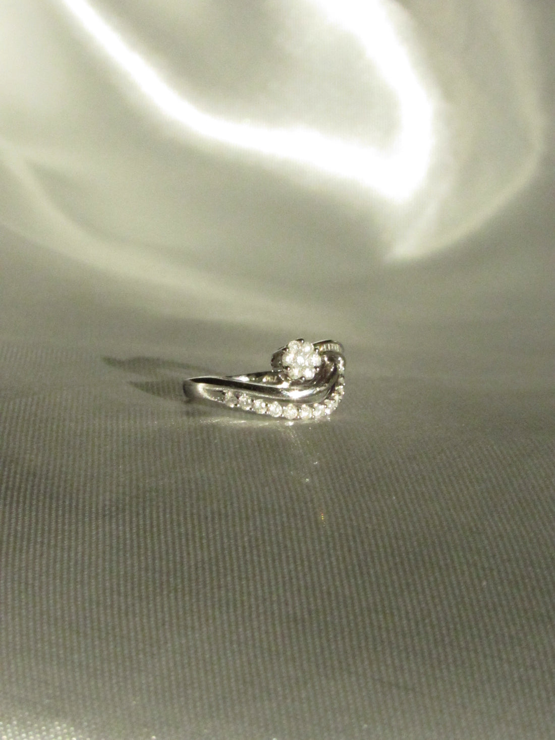18K White Gold Natural Baguette & Round Diamond Horus Ring