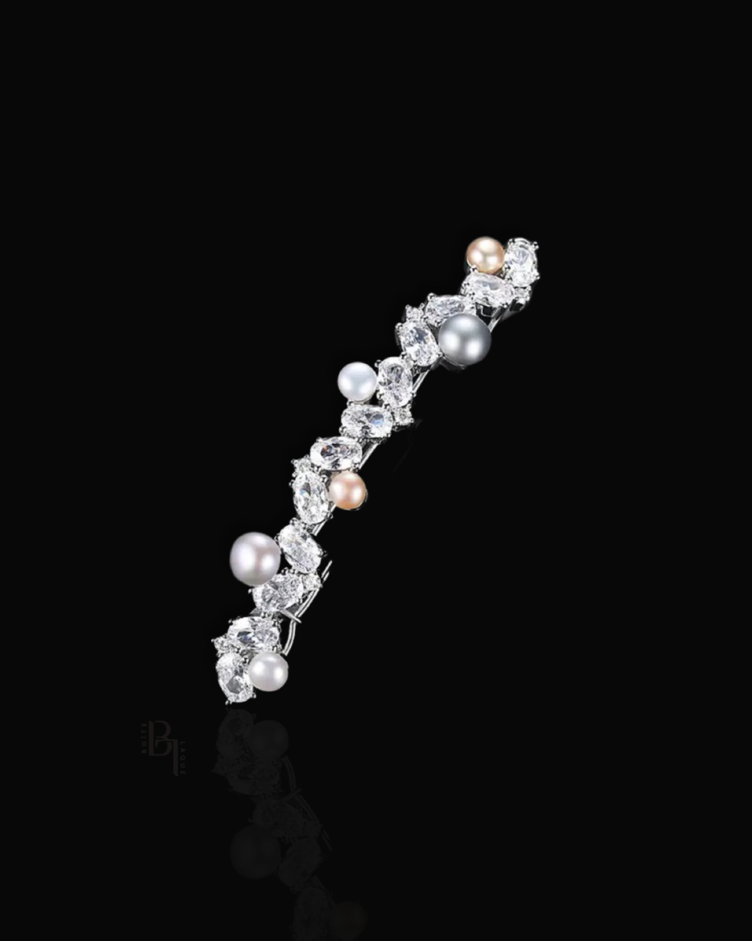 Bridal Pearls 14k White Gold Hair Pin with Set of Signature Silver Bobby Pins