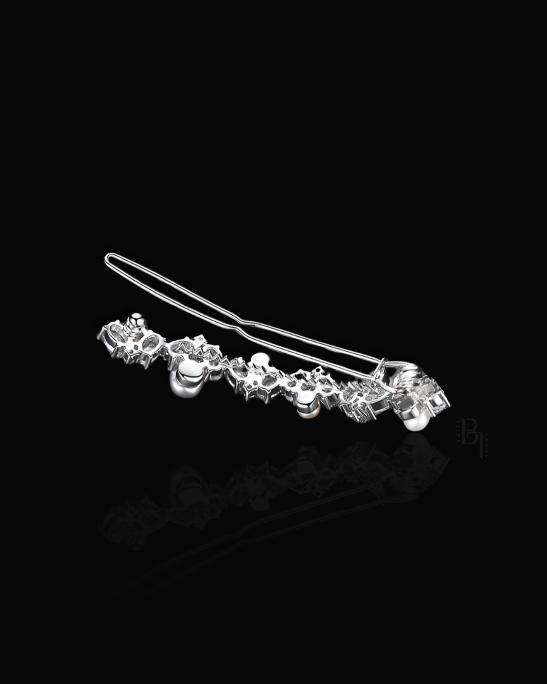 Bridal Pearls 14k White Gold Hair Pin with Set of Signature Silver Bobby Pins
