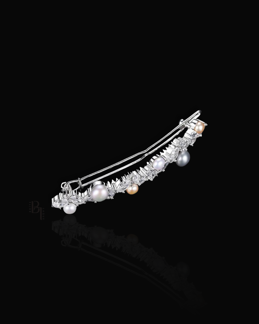 Bridal Pearls 14k White Gold Hair Pin with Set of Signature Silver Bobby Pins