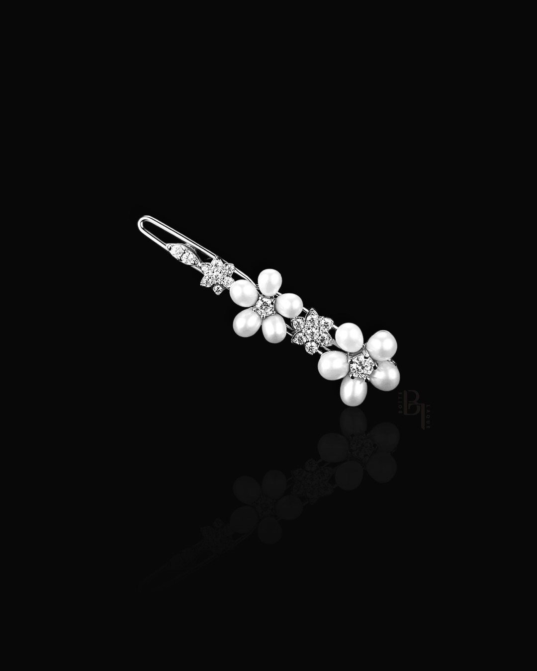 Bridal Freshwater Pearls 14k White Gold Hair Pin with Set of Signature Silver Bobby Pins