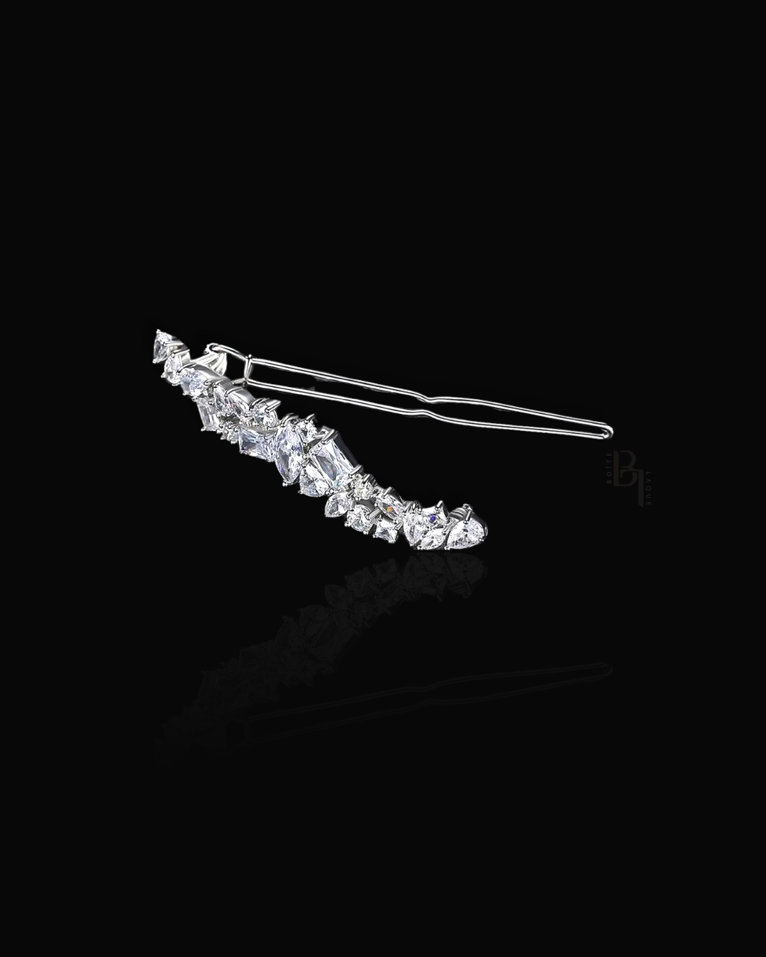 Bridal 14k White Gold Hair Pin with Set of Signature Silver Bobby Pins