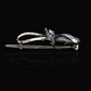Blue Crystal Ribbon 14k White Gold Hair Pin with Set of Signature Silver Bobby Pins