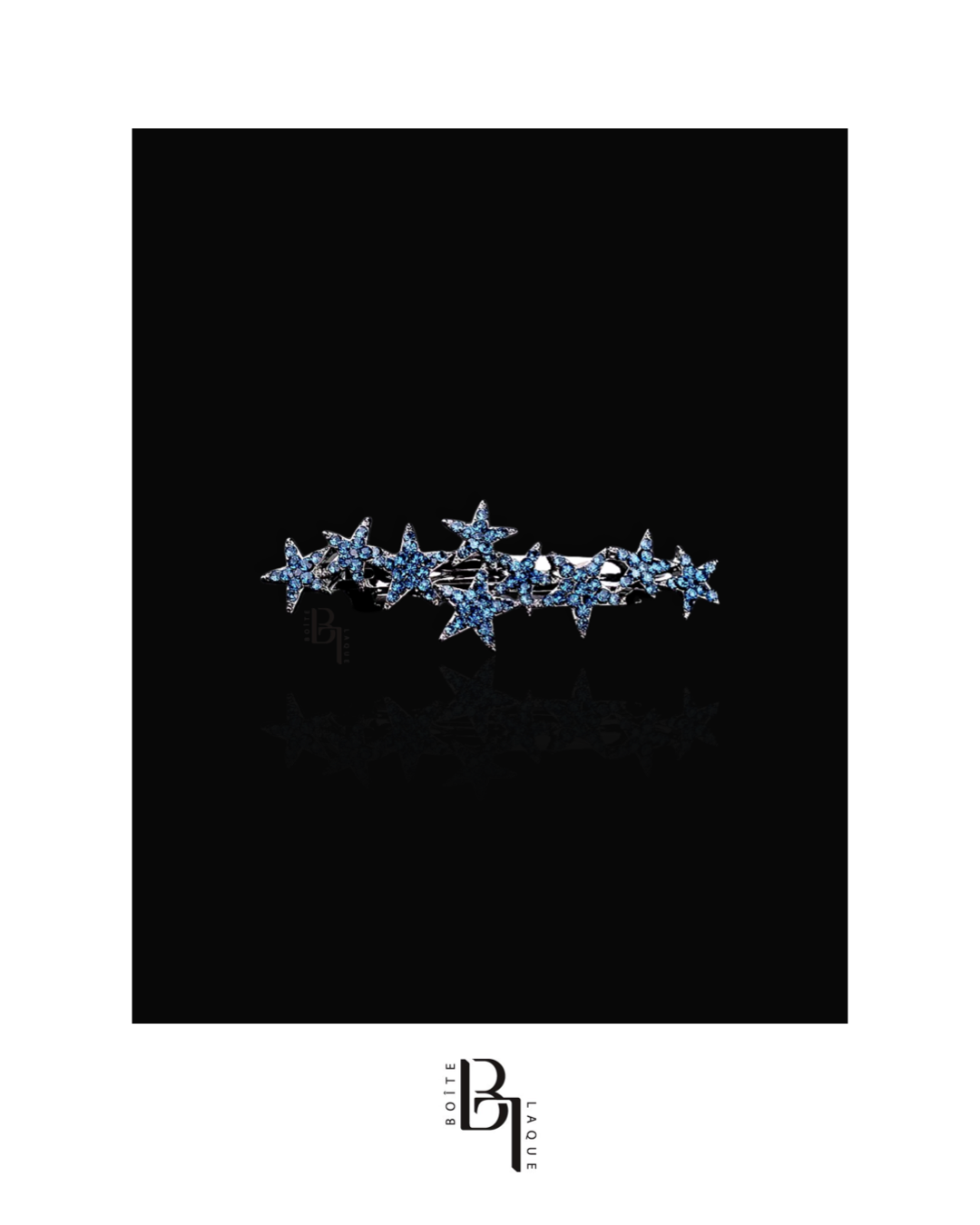 Blue Crystal Stars barrette Clip with Set of Signature Silver Bobby Pins