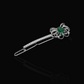 Emerald Bow 14k White Gold Hair Pin with Set of Signature Silver Bobby Pins