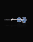 Violin 14k White Gold & Blue Crystal Bobby Pin