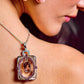 One of a Kind 4ct Natural Morganite Necklace, Pink Beryl, Ruby & Mother of Pearl Art Deco Pendant, Cor-de-Rosa Statement Jewelry