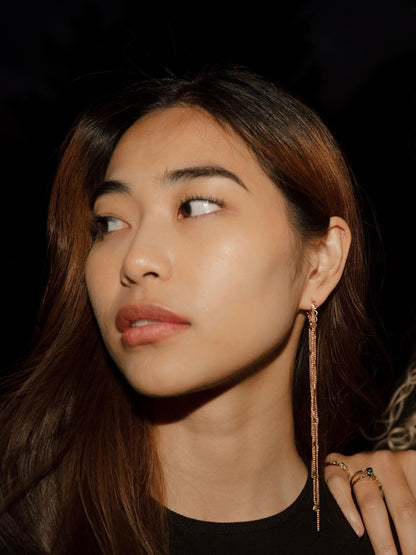 18K Solid Gold Tassel Earrings
