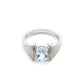 Blue Topaz Oval Cut Silver Ring