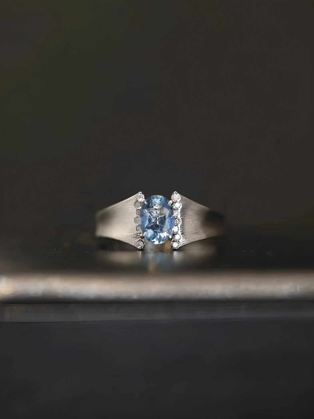 Blue Topaz Oval Cut Silver Ring