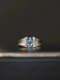 Blue Topaz Oval Cut Silver Ring