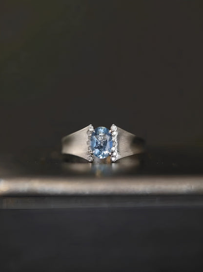 Blue Topaz Oval Cut Silver Ring
