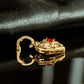 18K Solid Gold Heart Natural Ruby and Diamond Enhancer Bail Pendant