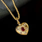 18K Solid Gold Heart Natural Ruby and Diamond Enhancer Bail Pendant