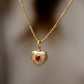 18K Solid Gold Heart Natural Ruby and Diamond Enhancer Bail Pendant
