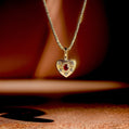 18K Solid Gold Heart Natural Ruby and Diamond Enhancer Bail Pendant