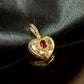 18K Solid Gold Heart Natural Ruby and Diamond Enhancer Bail Pendant