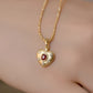 18K Solid Gold Heart Natural Ruby and Diamond Enhancer Bail Pendant
