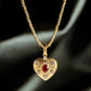 18K Solid Gold Heart Natural Ruby and Diamond Enhancer Bail Pendant