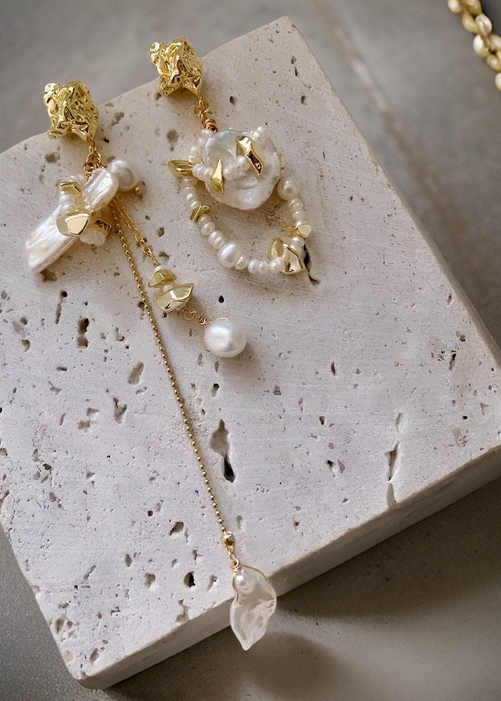 Lanai Asymmetrical Baroque Pearls Earrings