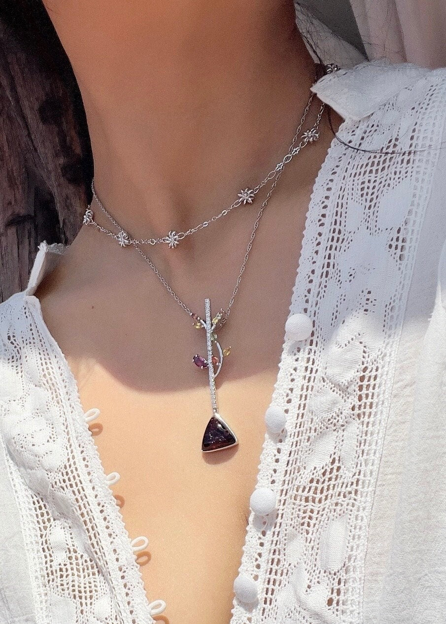 Natural Rubellite Tourmaline Pendant Necklace