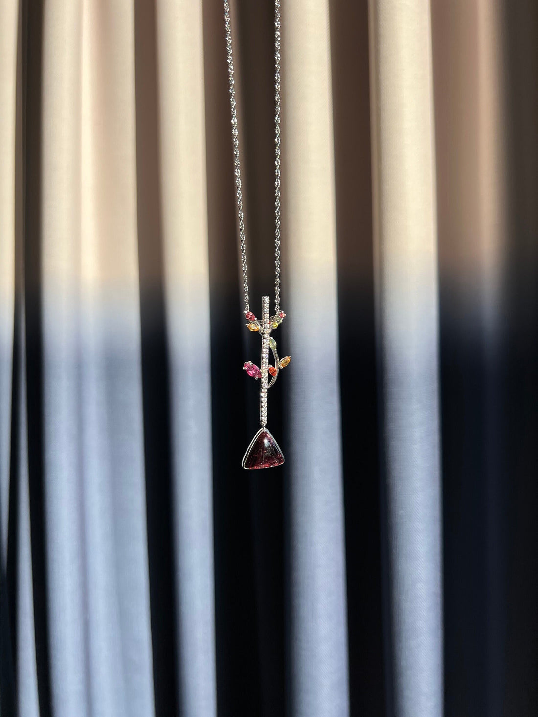 Natural Rubellite Tourmaline Pendant Necklace