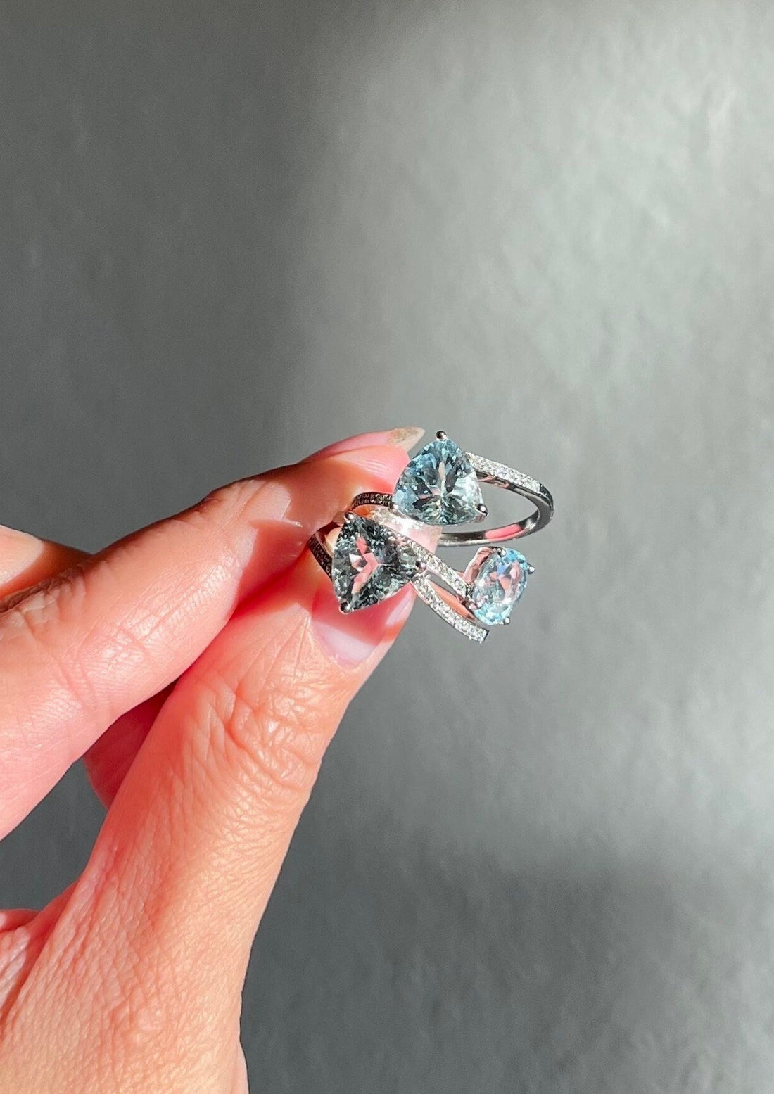 Aquamarine & Diamond 18K White Gold Ring