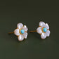 Mother of Pearl Flower Stud Earrings with Natural Turquoise