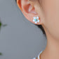 Mother of Pearl Flower Stud Earrings with Natural Turquoise