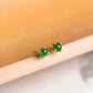 18K Solid Gold Natural Green Jadeite Jade Stud Earrings