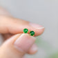 18K Solid Gold Natural Green Jadeite Jade Stud Earrings